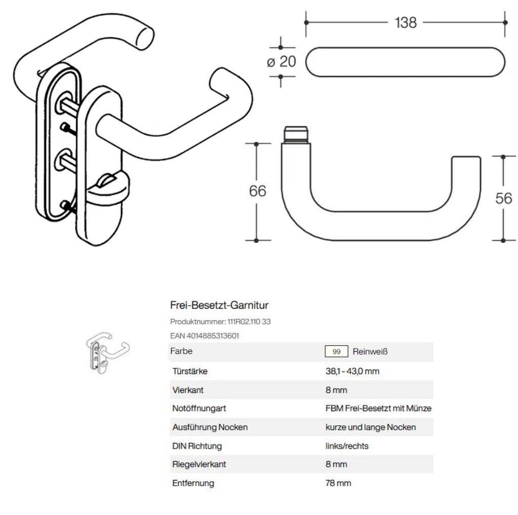 WC Kurzschild Zimmergarnitur Hewi 111R02.110.99